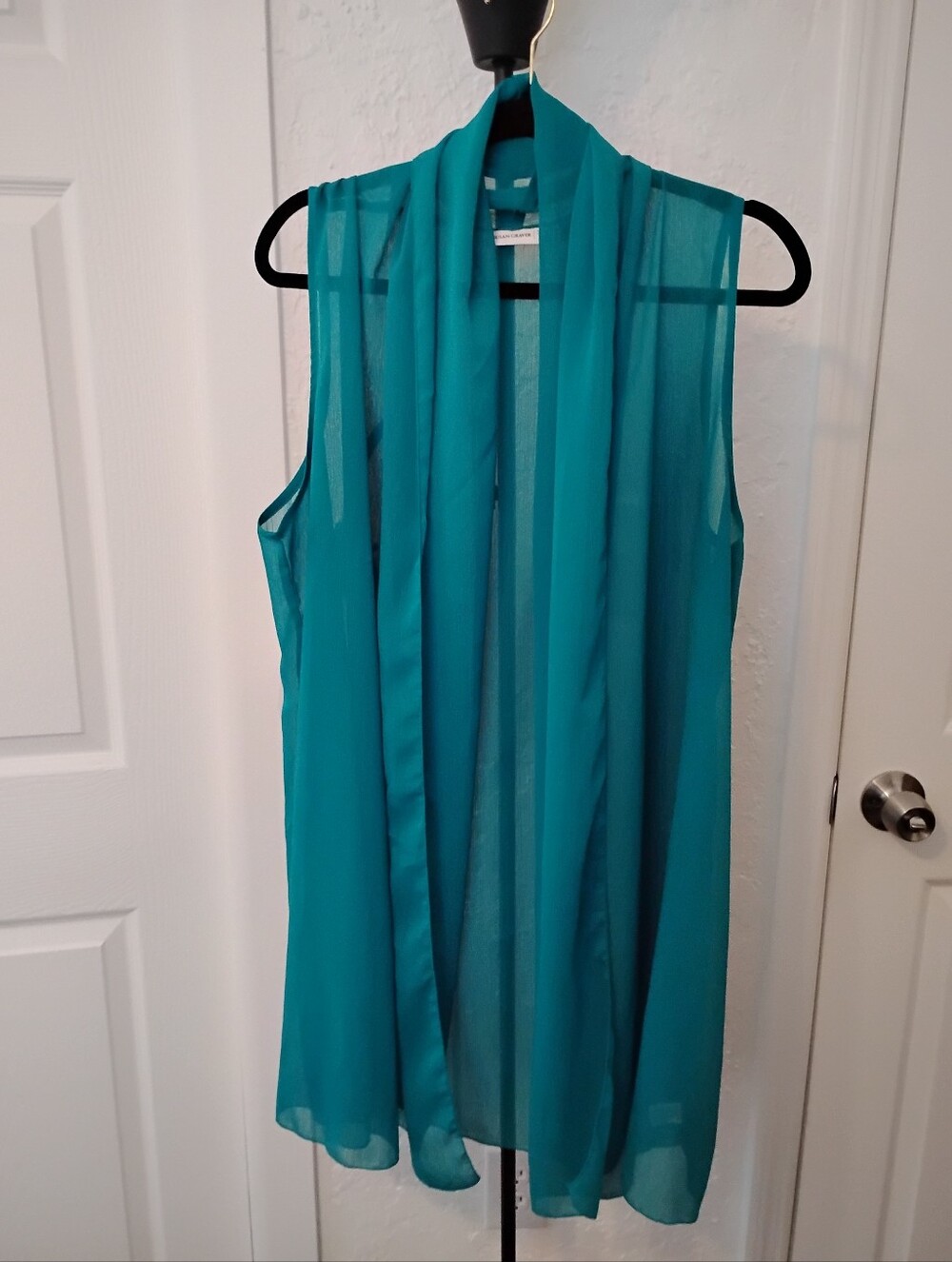 Susan Graver Women Size L Sheer Open Front Vest Layering